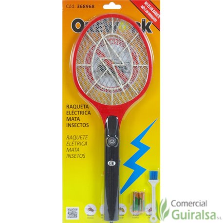 Raqueta Matamoscas Eléctrica Orework 2 pilas incluidas y cepillo limpieza
