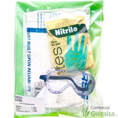 Contenido Kit Protección Fitosanitarios: 1 gafas, 1 mascarilla, 1 par de guantes y 1 buzo microporoso 2