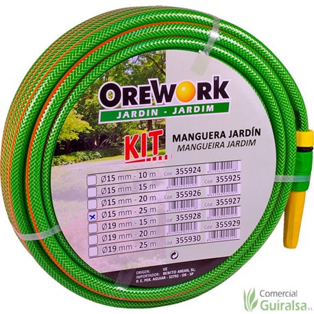 Manguera PVC verde 3 capas jardín Orework con kit de riego