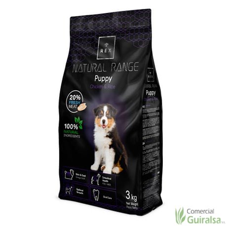 Piensos para cachorros Puppy Chicken and Rice de Natural Range 3 Kg