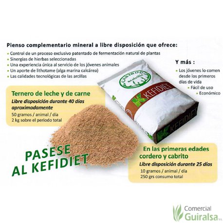 Arcilla Kéfidiet anti colibacilosis y coccidiosis de corderos, terneros, cabritos, lechones