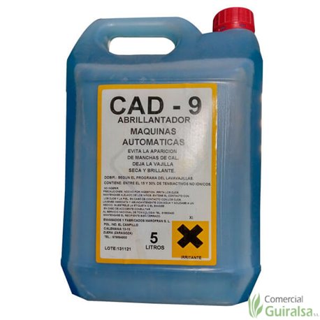Abrillantador Maquinas Automáticas Lavavajillas CAD-9. Envase de 5 litros