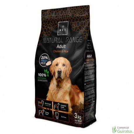 Piensos para perros Adult Chicken and Rice de Rex Natural Range 3 kg
