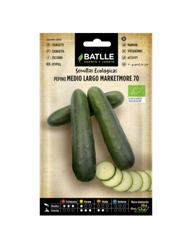 Semillas Ecológicas Pepino Medio Largo Marketmore 70 Sobre