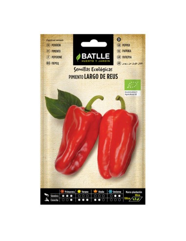 Semillas ecológicas Pimiento Largo de Reus Batlle sobre