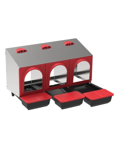 bandejas extraíbles ponedero gallinas interior metálico "Platinum" 3 departamentos