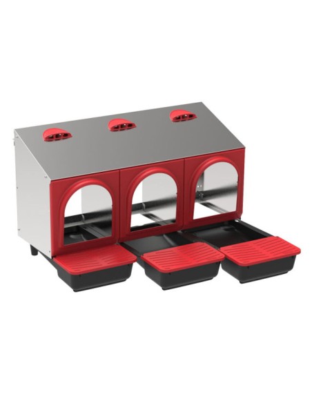 bandejas extraíbles ponedero gallinas interior metálico "Platinum" 3 departamentos