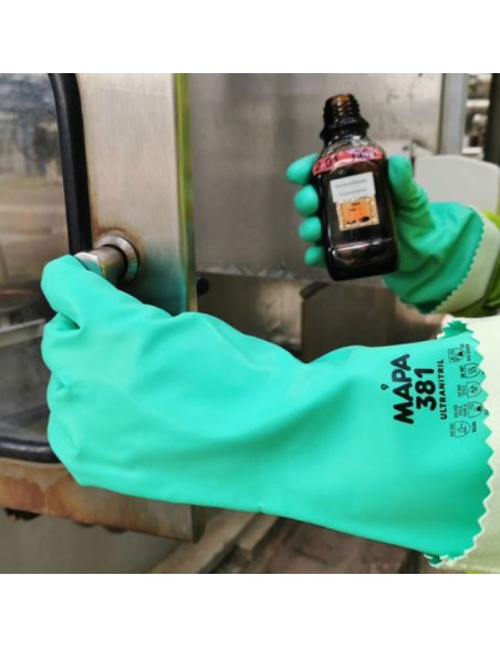 Guantes Protección Química UltraNitril 381 uso mecánica