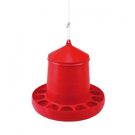 Comedero Tolva Plástica para Gallinas rojo sin patas y capacidad 12 kg