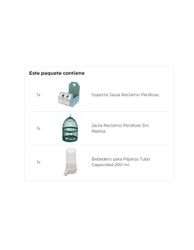 jaula perdices de reclamo con repisa incluye bebedero, jaula y soporte