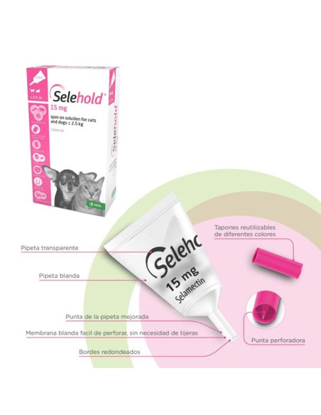 características Pipeta Selehold 15mg perros y gatos