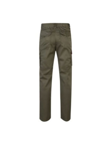 Pantalón de trabajo multibolsillos Stretch 103002S verde por detrás