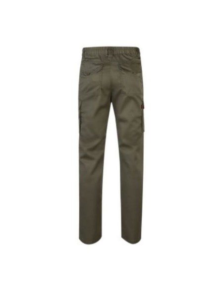 Pantalón de trabajo multibolsillos Stretch 103002S verde por detrás