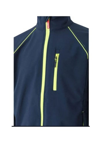 detalle cremalleras Cazadora Soft Shell Bicolor modelo 206001 Azul Marino - Flúor