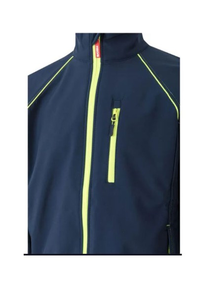 detalle cremalleras Cazadora Soft Shell Bicolor modelo 206001 Azul Marino - Flúor