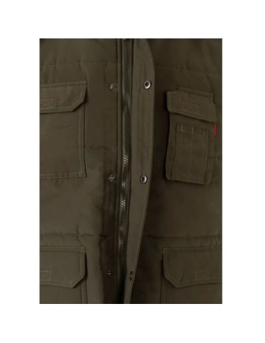 detalle cremallera Chaleco Acolchado Multibolsillos modelo 108 Velilla verde caza