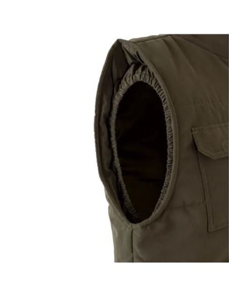 detalle sisa Chaleco Acolchado Multibolsillos modelo 108 Velilla verde caza