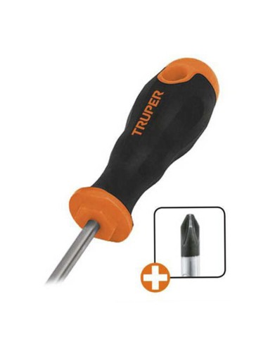 Destornillador magnético Truper boca Phillips PH1 mango ergonómico