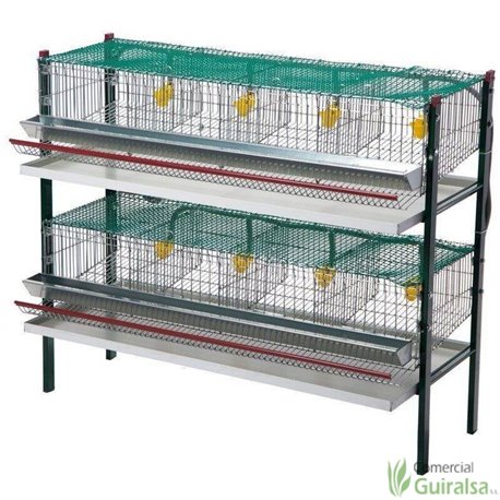 Batería de Jaulas para Codornices 2 cestas 8 departamentos