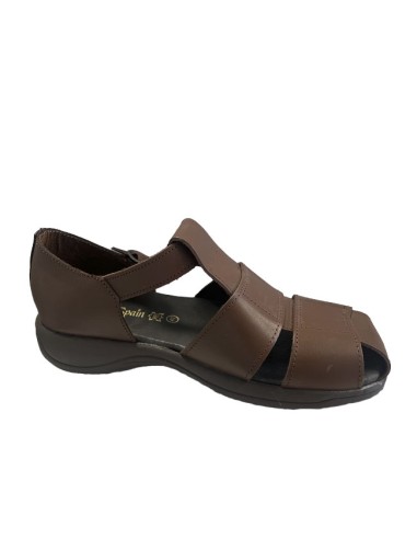 Sandalia de piel para caballero marrón oscuro