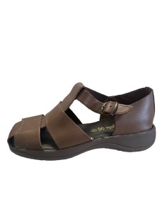 Sandalia de piel para caballero marrón oscuro 2