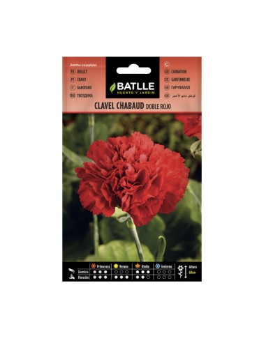 Semillas Clavel Chabaud Doble Rojo Batlle sobre 0,8gr.