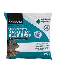 Rodenticida Cebo Fresco Rasquim Blue BF29 caja 3kg 2