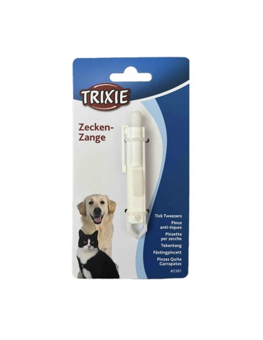 Pinza Quita Garrapatas Trixie para perros y gatos color blanco