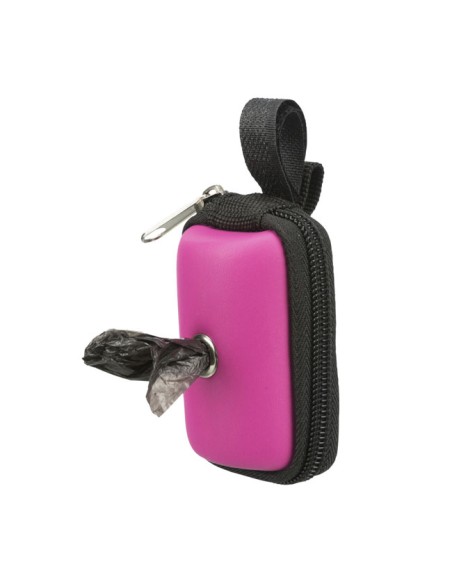 Dispensador Cuero artificial con cremallera para Bolsas Excrementos Perros Trixie rosa