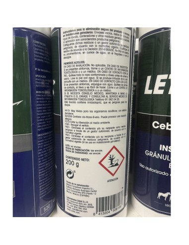 Cebo Granulado Zotal 10wg leyenda pictogramas