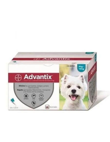 Pipetas Advantix Perros de 4 a 10kg Caja 24Uds
