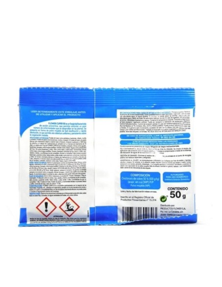 Fungicida polivalente Flower cuper 50 pictogramas de seguridad