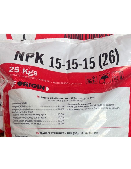 Abono granulado triple 15 NPK  25kg composición