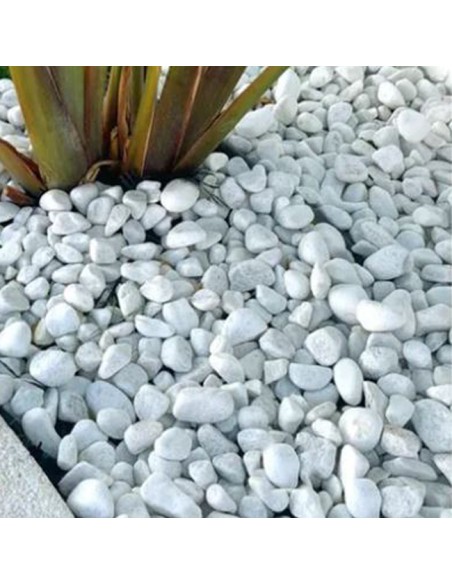 Piedras Decorativas Blanco Puro Cantos Rodados en jardín