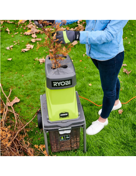 RYOBI Biotrituradora para hojas y ramas 2500W RSH2545B 40L