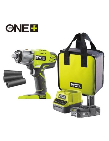 RYOBI Llave de Impacto ½˝ 18V  R18IW3-120S  con batería, cargador y maletín