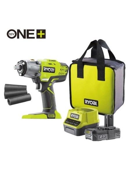 RYOBI Llave de Impacto ½˝ 18V  R18IW3-120S  con batería, cargador y maletín