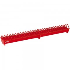 Comedero Plástico para Pollos, gallinas y cualquier ave rejilla estrecha 100 cm rojo