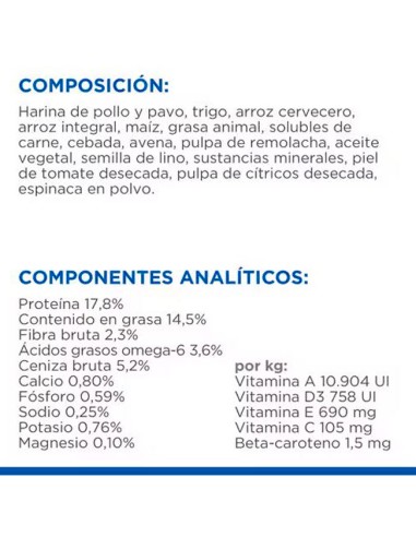 composición pienso Hill's Mature 7+ perros adultos