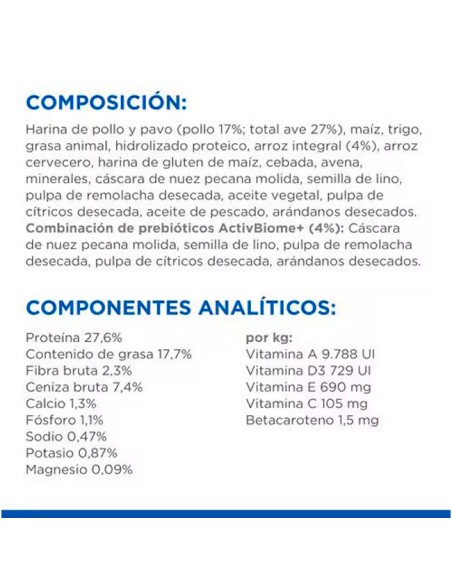 composición Pienso para Cachorros Raza Mini Hill's Science Plan Perfect Digestion