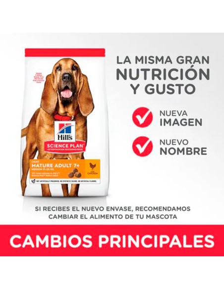 nuevo envase pienso light Hill's para perros Mayores y razas medianas