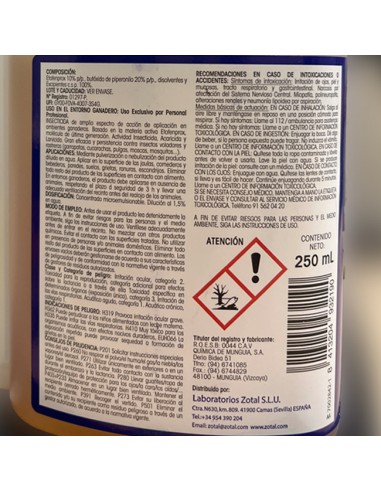 etiqueta de seguridad ZOTAL Arpon Diptron Larvicida Insecticida Microemulsión