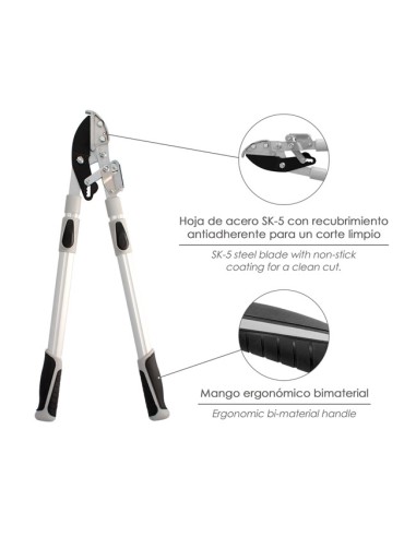 características tijera de poda telescópica con yunque Saturnia cuchillas de aluminio