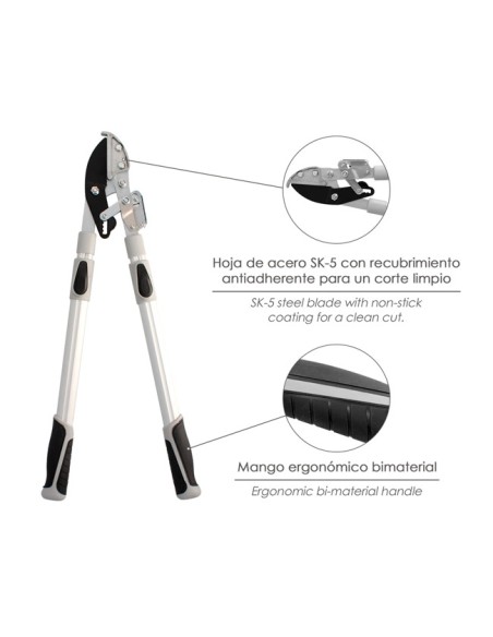 características tijera de poda telescópica con yunque Saturnia cuchillas de aluminio