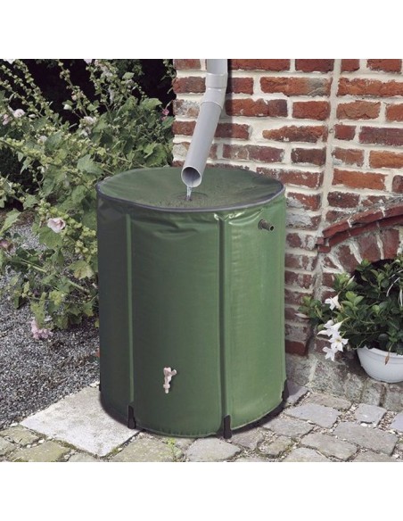 Jardín con tanque Colector Agua de Lluvia 500L Nortene con grifo