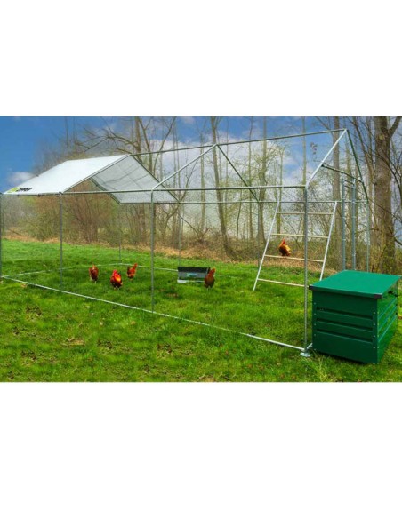 Gallinero Metálico ZIPPER ZI-CR362 3x6m de exterior con comedero automático y arcón Gallinero Metálico ZIPPER ZI-CR362 3x6m de exterior con comedero automático y arcón