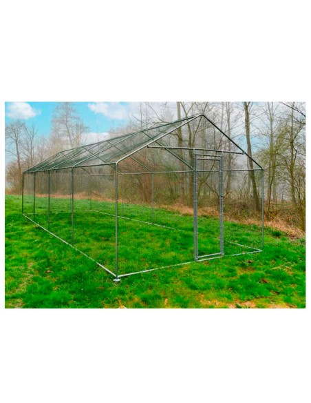 Gallinero metálico Zipper 3x8 metros estructura de acero y malla resistente Gallinero metálico Zipper 3x8 metros estructura de acero y malla resistente