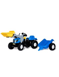 Tractor New Holland a Pedales con Pala y Remolque Bruder