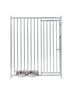 Frente de Box con puerta y comederos para Perros Barras 8cm 150x200cm 2