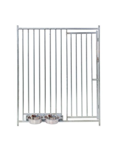 Frente de Box con puerta y comederos para Perros Barras 8cm 150x184cm